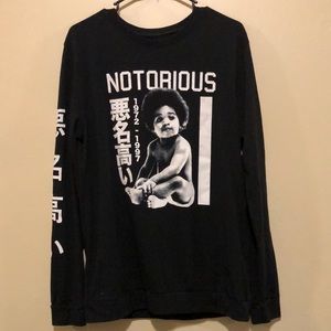 21men Black Long Sleeve "Notorious" Graphic Tee with White Print